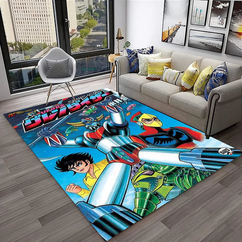 Navak Teppich, 3D-Cartoon-UFO-Roboter Grendizer, Anime-Teppich für Zuhause, Wohnzimmer, Schlafzimmer, Sofa, Fußmatte, Dekor, Kinderbereich, rutschfeste Bodenmatte