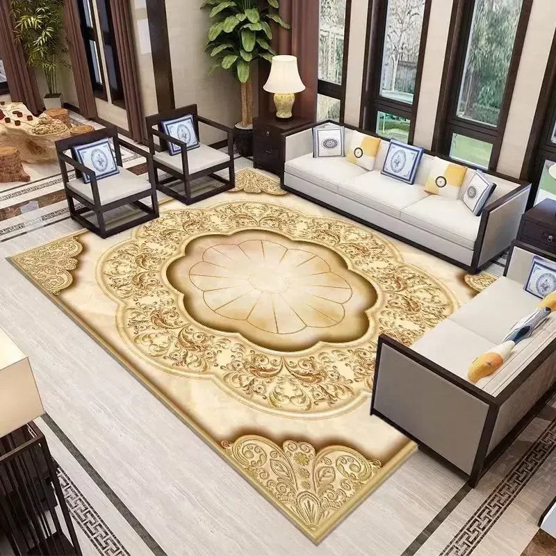 Navak Carpet Luxury Rugs and Carpets for Living Room Decoration Elastic Mat Bedroom Carpet Home Decor Non Slip Floor Mats Machine Washable