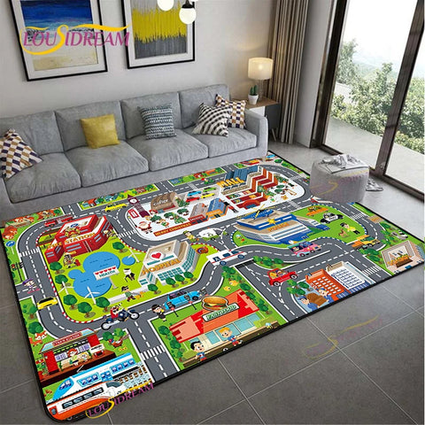 Navak Teppich Alfombra Straßenverkehrsroutenkarte Teppich Wohnzimmer Sofa Couchtisch Schlafzimmer Teppiche Küche Kinderspiel Anti-Rutsch-Bodenmatte Wohnkultur