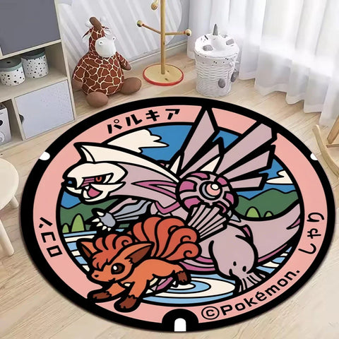 Navak Carpet Daily Picks Round Pokemon Rug for Living Room Decor Bedroom Rug Lounge Balcony Sofa Mat Coffee Table Mat Swivel Chair Mat Kids Gift