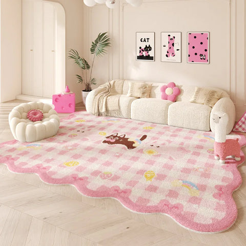 Navak Teppich Unregelmäßige Form Teppiche für Wohnzimmer Rosa Schlafzimmer Dekor Teppich Flauschig Weich Kinderzimmer Teppich Haushalt Verdickte Bodenmatte