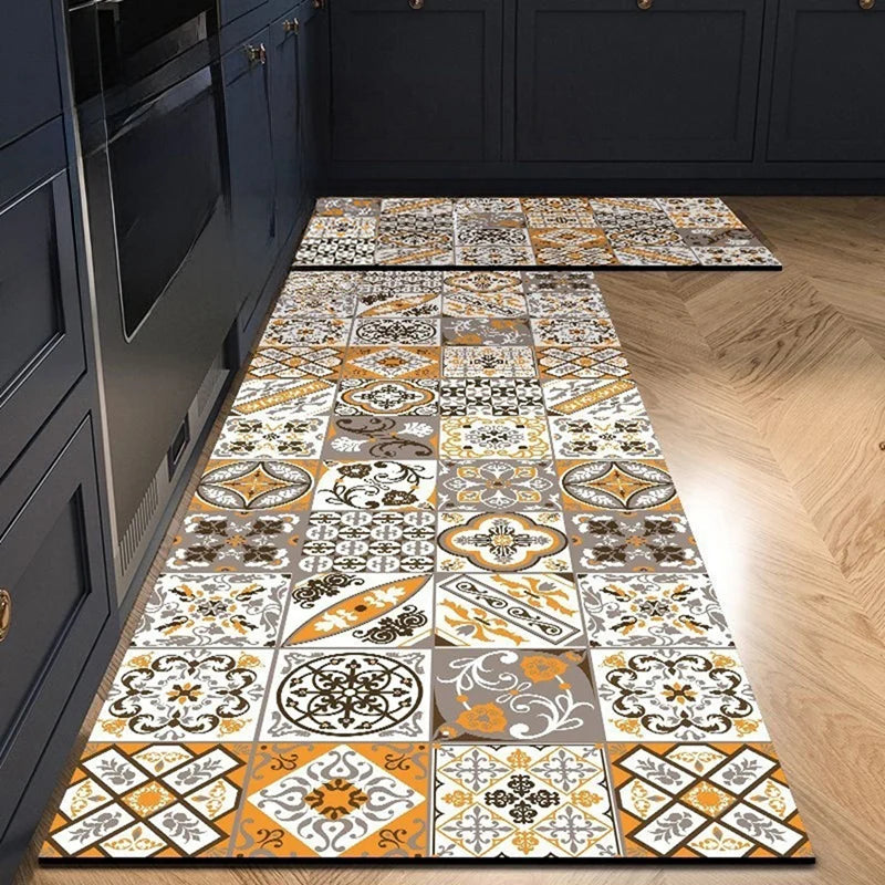 Navak Carpet Exclusive Picks American Light Luxury Wasserabsorbierende, rutschfeste, schmutzabweisende Fußmatte, Vintage-Kristallsamt-Küchentürteppich