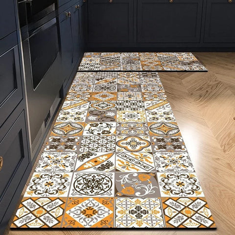Navak Carpet Exclusive Picks American Light Luxury Wasserabsorbierende, rutschfeste, schmutzabweisende Fußmatte, Vintage-Kristallsamt-Küchentürteppich