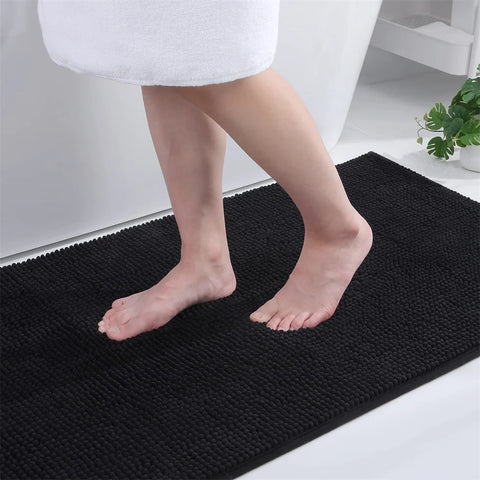 Navak Carpet Olanly Chenille-Badezimmerteppich, extra weich, zottelige Badematte, rutschfeste Badezimmer-Bodenmatte, wasserabsorbierende Plüsch-Mikrofaser-Teppiche für die Dusche