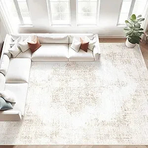 Navak Carpet Area Rug 8x10 Vintage Rug: Large Washable Living Room Rug Retro Medallion Distressed Rug Soft Low Pile Non-Slip Rugs Indoor Floo