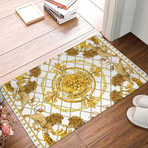 Navak Carpet Luxus Goldener Löwe Europäisches Blumenmuster Vordere Bodentür Eingangsmatten Außen Badezimmer Küche Fußmatte Wohnzimmer Teppich Teppich