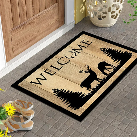 Navak Carpet 1 Stück Willkommensmatte mit Pflanzendruck, rutschfeste Teppiche auf beiden Seiten, leicht zu reinigender Bodenteppich für drinnen und draußen, Heimdekorationsteppich