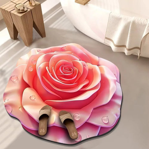 Navak Teppich, speziell geformter Blumenteppich, rutschfeste, weiche Badezimmer-Bodenmatte, 60 x 60 cm, saugfähige Türdichtung für Wohnzimmer, Teetisch, Nachttisch