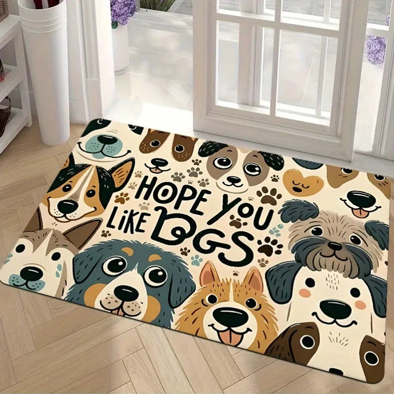 Navak Carpet 1 Stück warme und süße Fußmatte mit Hundeelement – ​​rutschfest und weich mit verspieltem Cartoon-Hundemuster, geeignet für den Innen- und Außenbereich