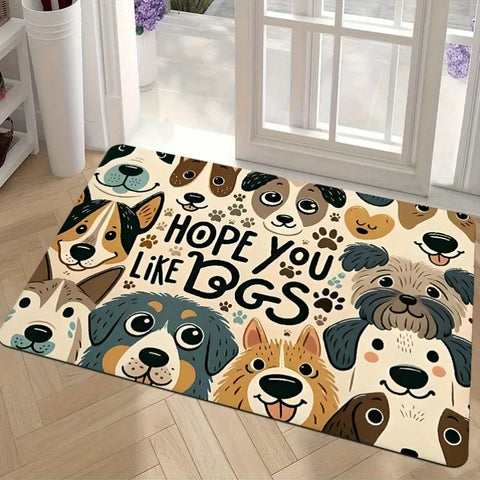 Navak Carpet 1 Stück warme und süße Fußmatte mit Hundeelement – ​​rutschfest und weich mit verspieltem Cartoon-Hundemuster, geeignet für den Innen- und Außenbereich