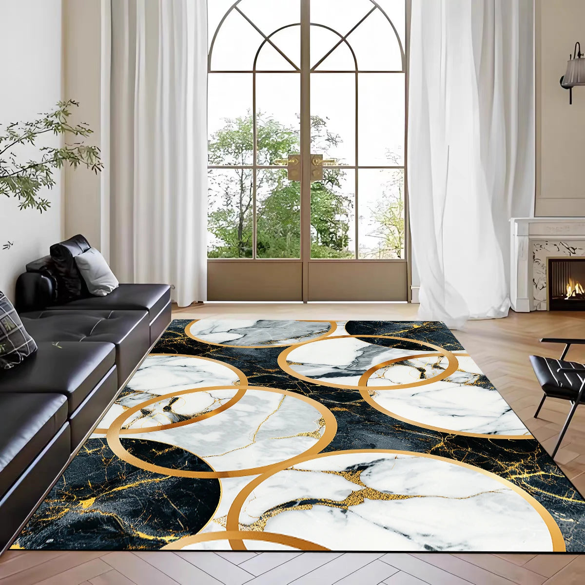Navak Carpet Teppich mit nordischem Marmordruck, für das Wohnzimmer vor dem Sofa, rutschfeste, moderne Bodenmatte für das Schlafzimmer
