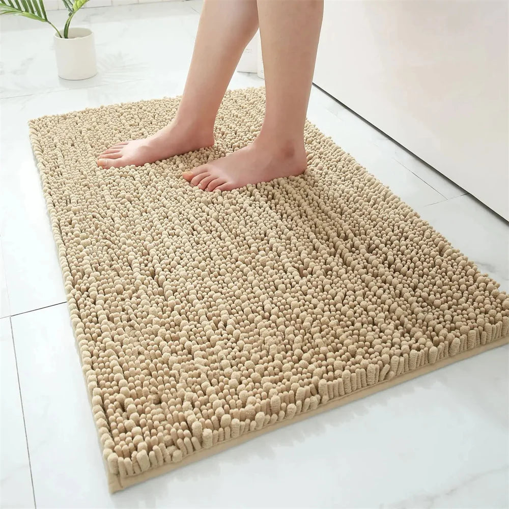 Navak Carpet Olanly Chenille-Badezimmerteppich, extra weich, zottelige Badematte, rutschfeste Badezimmer-Bodenmatte, wasserabsorbierende Plüsch-Mikrofaser-Teppiche für die Dusche