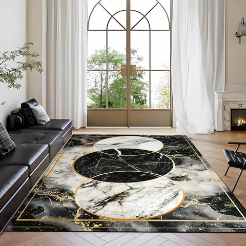 Navak Carpet Teppich mit nordischem Marmordruck, für das Wohnzimmer vor dem Sofa, rutschfeste, moderne Bodenmatte für das Schlafzimmer