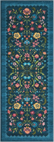 Navak Teppich Läufer für Flur, waschbar, Blumenmuster, langer Teppich, weicher, niedrigfloriger Weihnachtsdekor-Teppich, Schlafzimmer-Bodenmatte, rutschfeste Matten