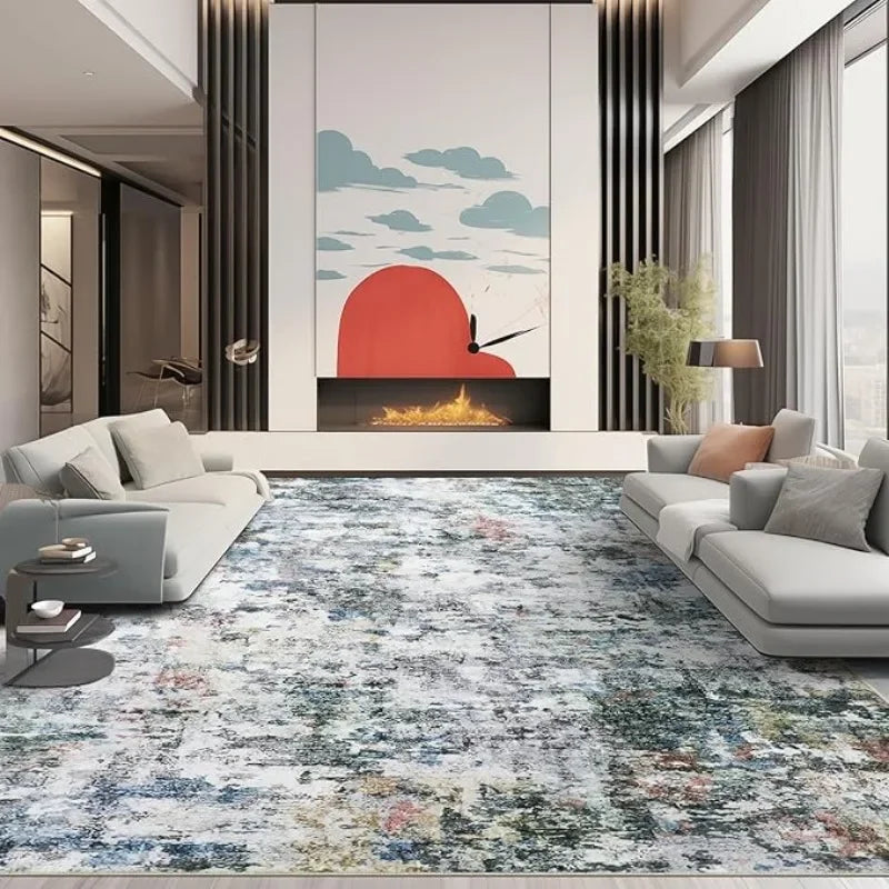 Navak Carpet 8x10 Teppiche, moderner abstrakter waschbarer Teppich für das Wohnzimmer, schmutzabweisender, fusselfreier Used-Look
