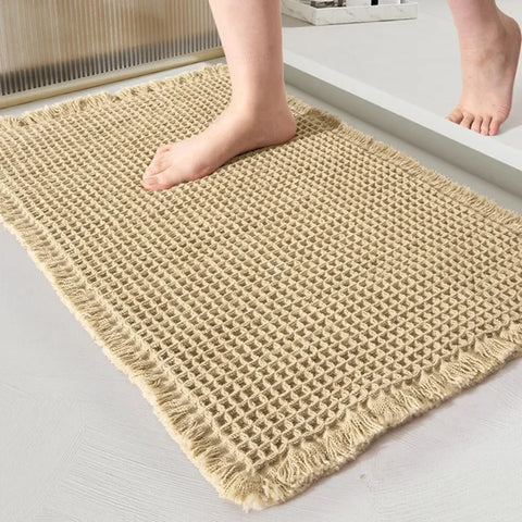 Navak Teppich Badezimmer saugfähiger Teppich Waffel rutschfeste Badematte weiche Fußmatte Toilette saugfähig neben Badewanne Waschbecken maschinenwaschbarer Teppich