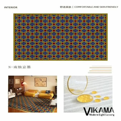 Navak Carpet Exclusive Picks Schlingenflor-Teppich, leicht, luxuriös, kariert, für Wohnzimmer, Schlafzimmer, Sofa, großer Teppich, rutschfest, waschbar, Heimdekoration