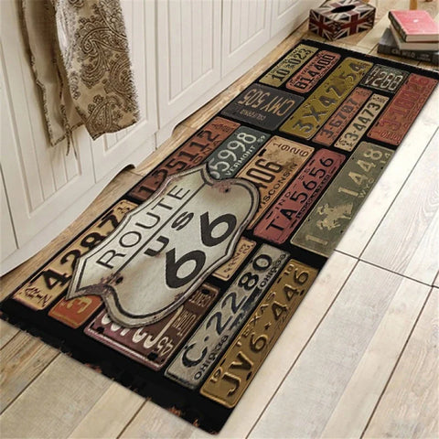 Navak Teppich Route 66 Design Küchenbodenmatte Eingangsbereich Fußmatte Wohndekor Teppich für Wohnzimmer Schlafzimmer Teppiche Badezimmer Rutschfeste Matte Fußpolster