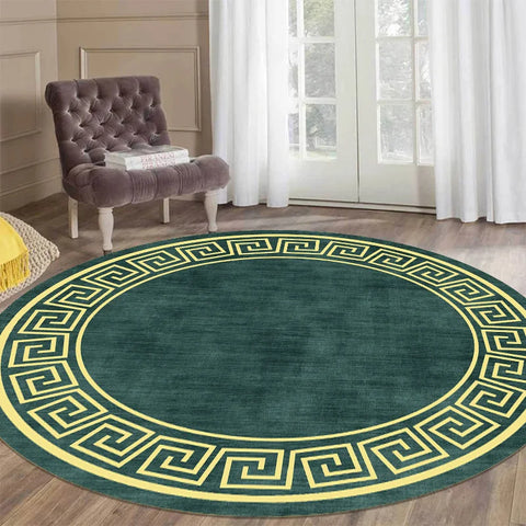 Navak Teppich, luxuriöser Stil, runder Teppich, Wohnzimmer, weiß, schwarz, grün, Marmormuster, Zimmerteppiche, waschbar, rutschfest, Dekor-Fußmatten für Schlafzimmer