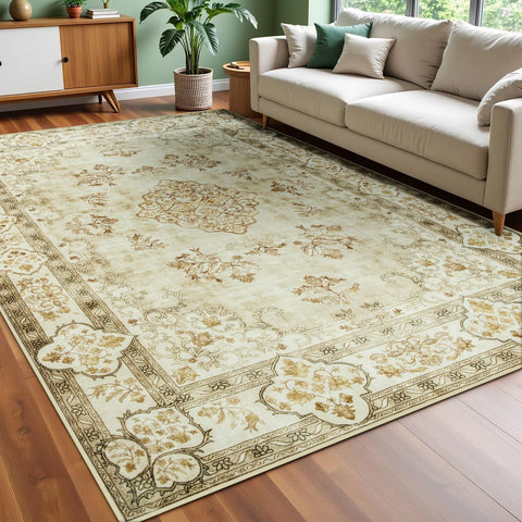Navak Teppich, Teppiche für Wohnzimmer, elegant, floral, traditionell, Kunstwolle