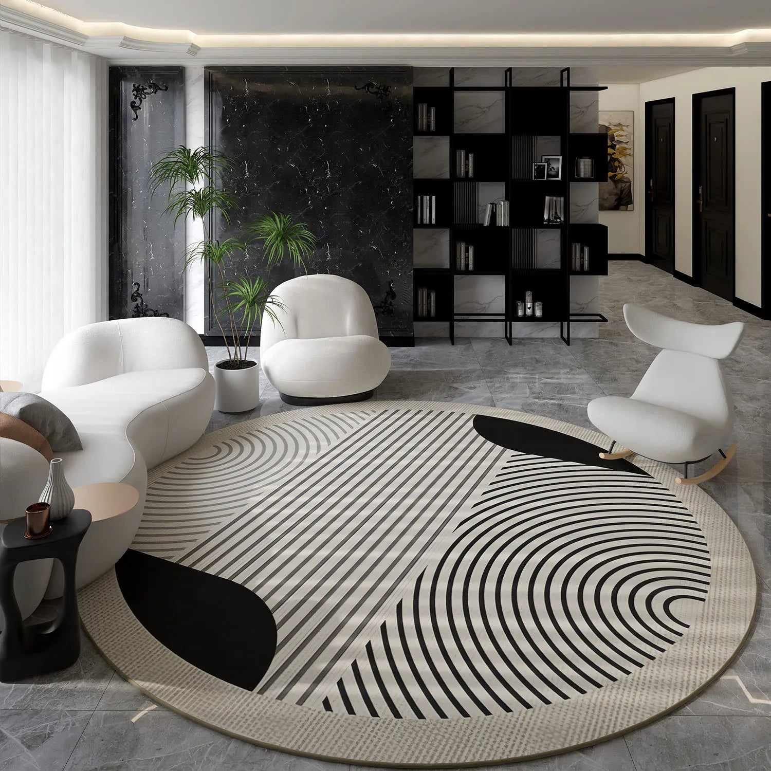 Navak Carpet Nordic Style Living Room Decoration Round Carpet Light Luxury Rugs for Bedroom Thicken Plush Floor Mat Fluffy Soft Cloakroom Rug