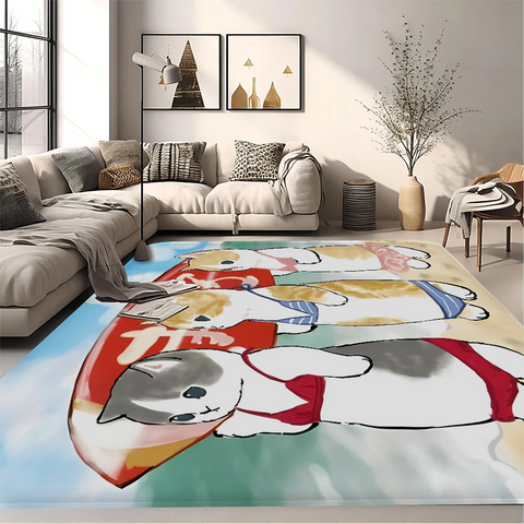 Navak Teppich, lustige Katze, Mofusand, Bodenmatte, Retro, Multiple-Choice, Wohnzimmer, Küche, Teppich, rutschfest, moderne Heimdekoration