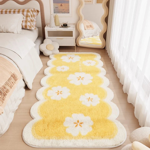 Navak Teppich Schachbrett-Teppiche für Wohnzimmer, niedlicher Schlafzimmer-Dekor-Teppich, flauschig, weich, unregelmäßig, Plüsch-Teppich fürs Bett, verdickte Bodenmatte