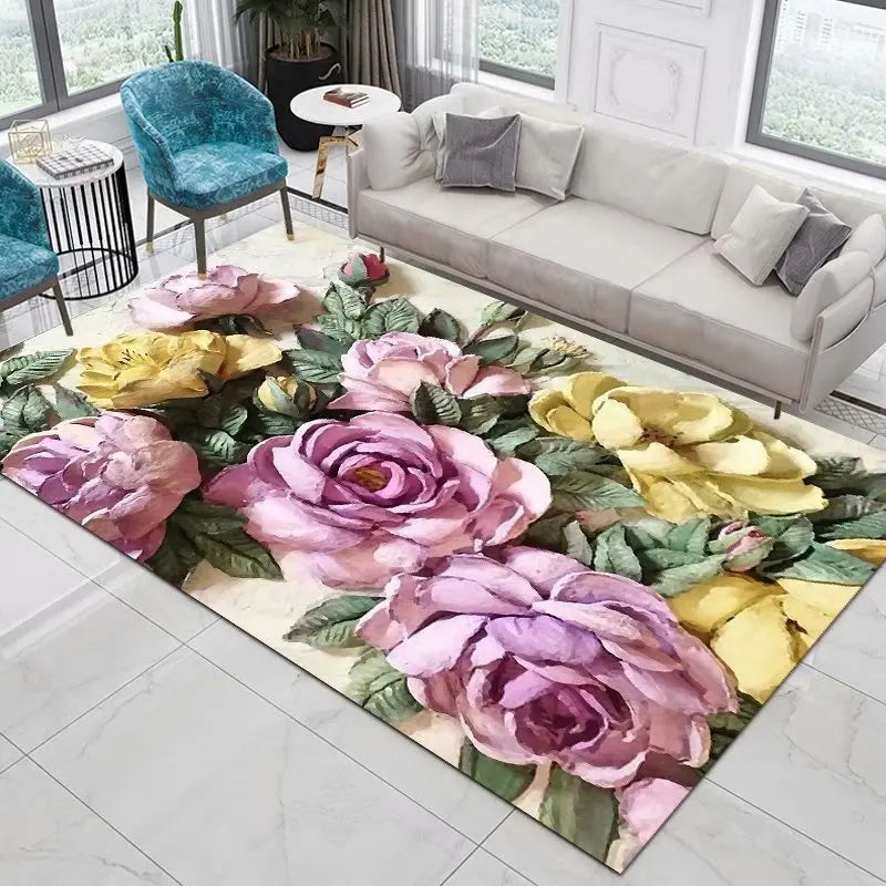 Navak Teppich, Heimdekoration, Eingangstürmatte, Blume, Rose, Pfingstrose, pastoral, 3D-gedruckter Teppich, Wohnzimmerteppich, pelzige Matte, Teppich, Schlafzimmerdekoration