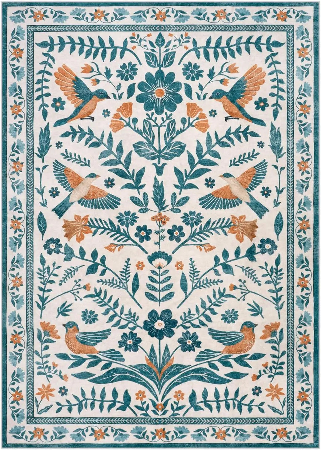 Navak Teppich, eleganter Boho-Teppich mit lila Blumen und Vogel-Print, Heimdekoration, Wohnzimmer-Sofa-Teppich, Schlafzimmer, Nachttisch, weicher Teppich, Küche, Esszimmer, Bodenmatte