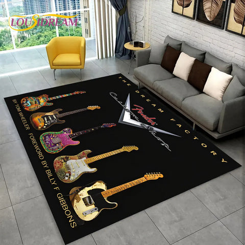 Navak Teppich, klassische Gitarre, E-Gitarre, Bass, Teppich für Wohnzimmer, Schlafzimmer, Sofa, Fußmatte, Dekoration, rutschfeste Bodenmatte für Kinderspiele