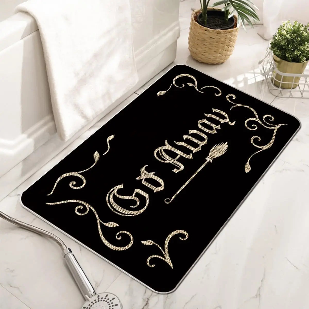 Navak Carpet Halloween Go Away Entrance Doormat Decor Carpet for Living Room Kitchen Hallway Balcony Long Rugs Bathroom Non-slip Foot Pad