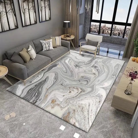 Navak Carpet Teppich mit Marmormuster – weicher Wohnzimmerteppich, rutschfeste, waschbare Bodenmatte für Schlafzimmer, Nachttisch, moderne Wohnkultur
