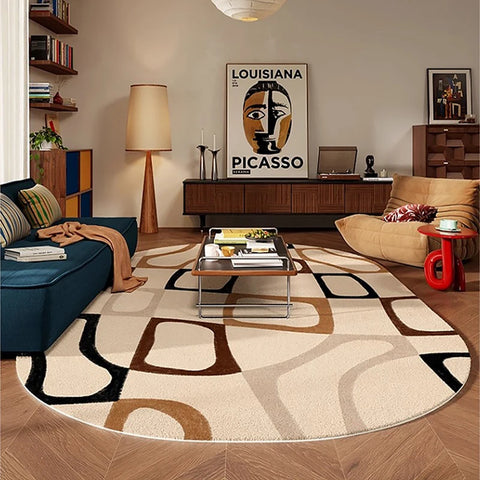 Navak Carpet Living Room Carpet Sofa Coffee Table Rug Irregular Non-slip Floor Mat Machine Washable Soft Bedroom Rugs Retro Home Decoration