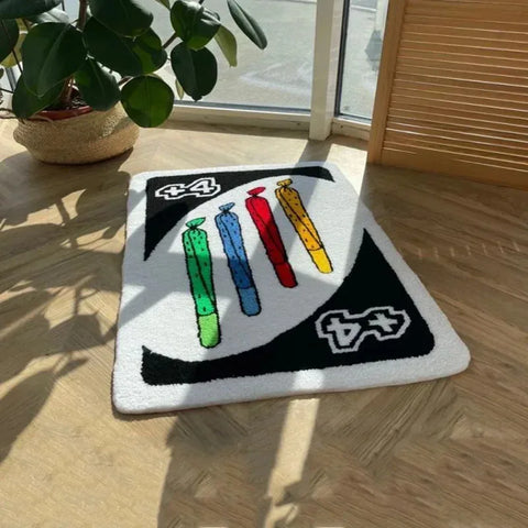 Navak Teppich UNO Reverse Card Back Game Teppich Weiche Fußmatte Verdickte Bodenmatte Badezimmer Anti-Rutsch-Teppich Wohnzimmer Schlafzimmer Nachttisch Fußmatten