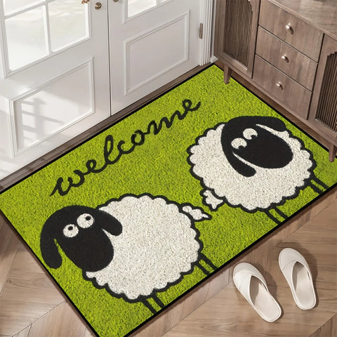 Navak Carpet Elegante, rustikale Willkommensmatte mit Schafmotiv, maschinenwaschbarer Bodenteppich für die Inneneinrichtung | Perfekt für Eingangsbereich, Küche, Schlafzimmer und Flur