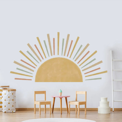 Navak Carpet 3D-Wandaufkleber im Boho-Stil mit Sonne für Kinderzimmer, selbstklebend, für Wohnzimmer, Schlafzimmer, Boho-Design, Wandkunst-Aufkleber