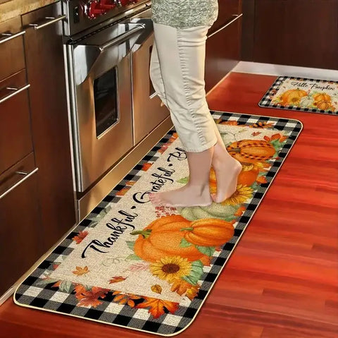 Navak Teppich, Herbstkürbis, Ahornblatt, Büffelkaro, Küchenmatten, Dekor, rutschfest, Flur, Balkon, Teppiche, Badezimmer, Fußmatte, Thanksgiving-Dekor
