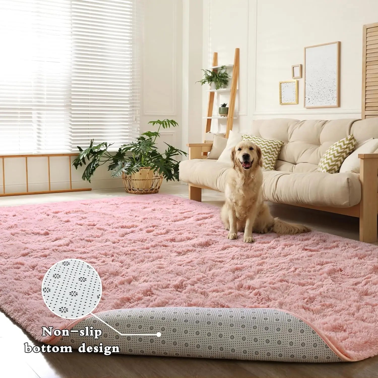 Navak Teppich, flauschiger Teppich für den Innenbereich, weicher Plüschteppich für das Wohnzimmer, rutschfester, langlebiger Teppich für Mädchenschlafzimmer, Kinderzimmerteppiche