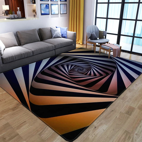 Navak Carpet 3D Vortex Illusion Teppich Eingangstür Bodenmatte Abstrakte geometrische optische Fußmatte Rutschfeste Bodenmatte Wohnzimmer Dekor Teppich