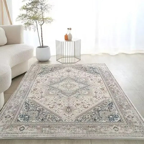 Navak Carpet Retro European Bohemian Carpet Artistic Creative Bedroom Rugs Easy Care Bedside Rug