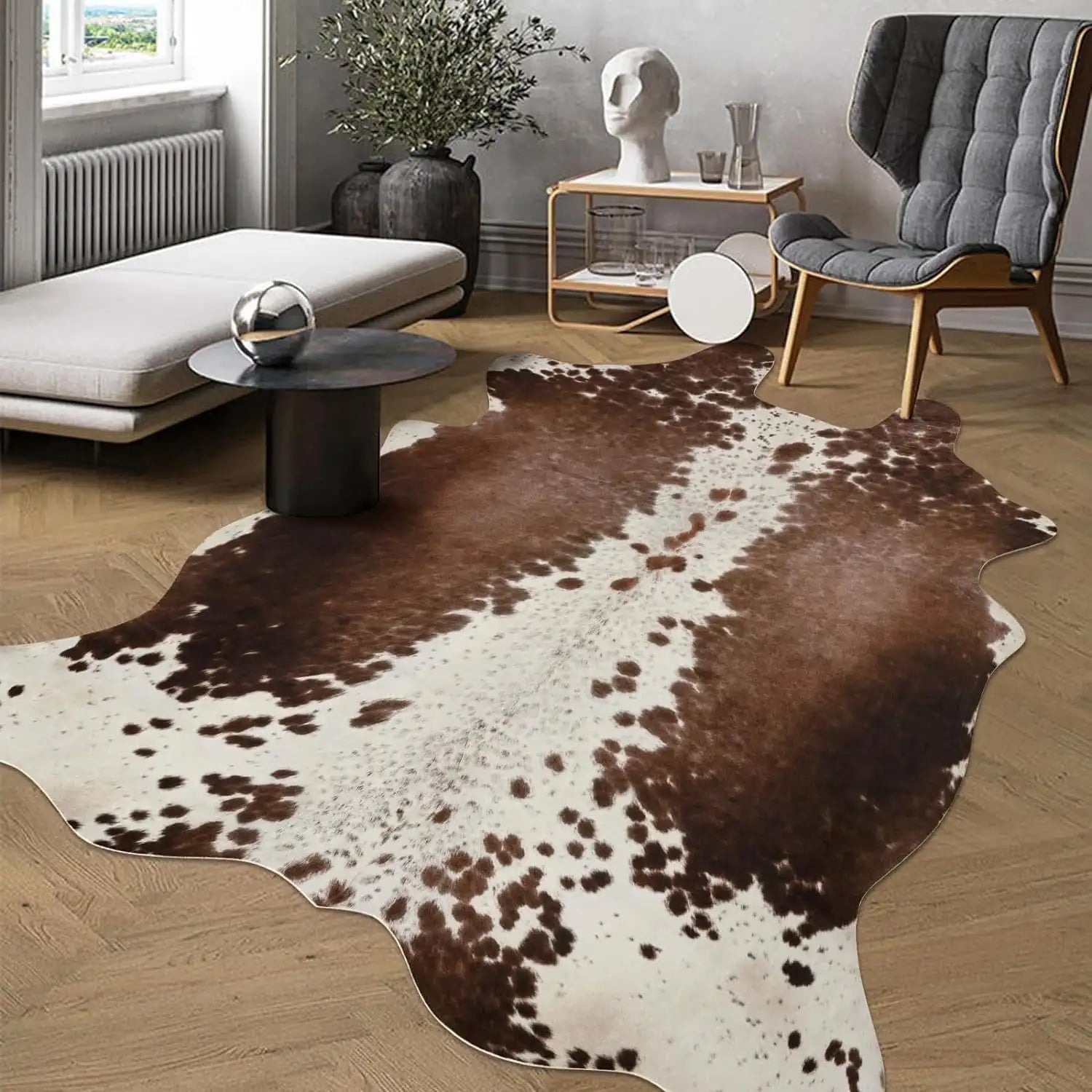 Navak Teppich im amerikanischen Stil mit Tiermuster, Kunstfell-Rindslederteppich, Schlafzimmerteppich, Zimmerteppich für Wohnzimmerteppiche, Hausdekoration, Fußmatten