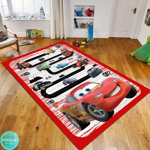 Navak Carpet Daily Picks Autobahn-Auto-Bodenteppich, McQueen-Cartoon-Auto-Teppich für Kinderzimmer-Dekoration, minimalistische Spielmatte für Kinderzimmer, Geschenkideen