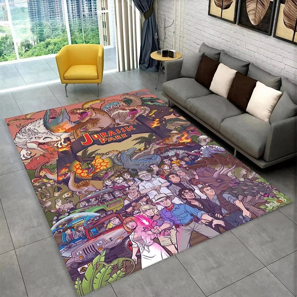 Navak Carpet 3D J-Jurassic Park Dinosaurier-Teppich, großer Teppich, Schlafzimmer, Kinderspielzimmer, Bodenmatte, rutschfest, Wohnzimmer-Dekor, lustiger Sofa-Akzent