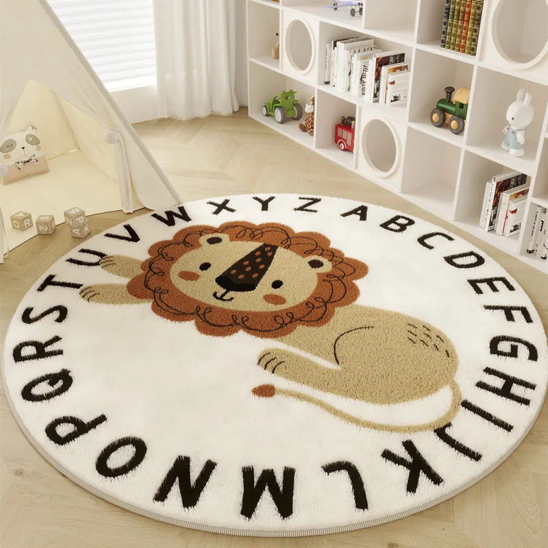Navak Carpet Nordic Style Carpets for Living Room Plush Round Bedside Rug Large Area Children Bedroom Decor Carpet Thickend Cartoon Floor Mat