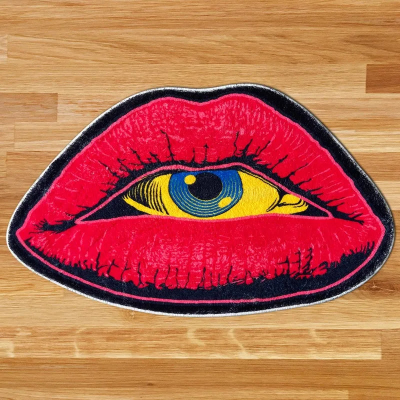 Navak Teppich Red Lip Devil Eye Teppich Hochwertiger Plüsch Rutschfester Teppich Badezimmer Flauschige Verdickungsmatte Schlafzimmer Wohnzimmer Dekoration Teppich
