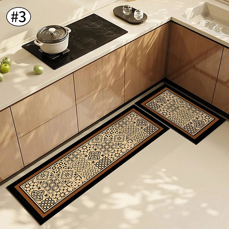 Navak Carpet Exclusive Picks American Light Luxury Wasserabsorbierende, rutschfeste, schmutzabweisende Fußmatte, Vintage-Kristallsamt-Küchentürteppich
