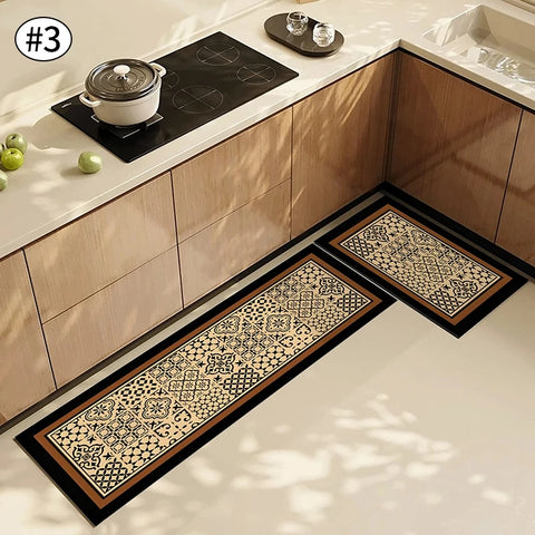 Navak Carpet Exclusive Picks American Light Luxury Wasserabsorbierende, rutschfeste, schmutzabweisende Fußmatte, Vintage-Kristallsamt-Küchentürteppich