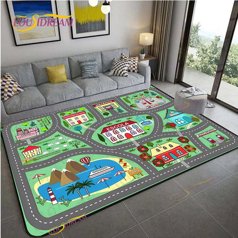 Navak Teppich Alfombra Straßenverkehrsroutenkarte Teppich Wohnzimmer Sofa Couchtisch Schlafzimmer Teppiche Küche Kinderspiel Anti-Rutsch-Bodenmatte Wohnkultur