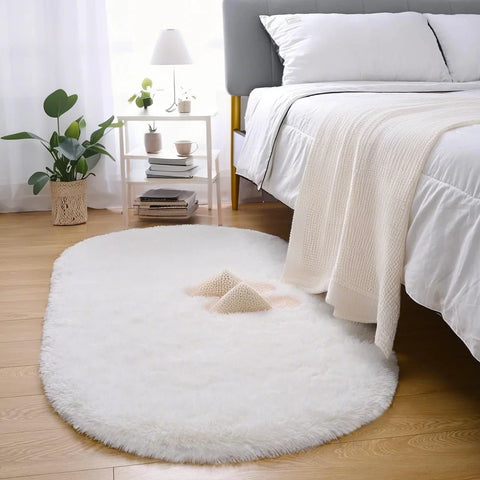 Navak Teppich, flauschiger Plüschteppich, Ellipse, für Kinderzimmer, Wohnzimmer, Sofa, Balkon, weicher, seidiger Teppich, Mädchenzimmer, Heimdekoration