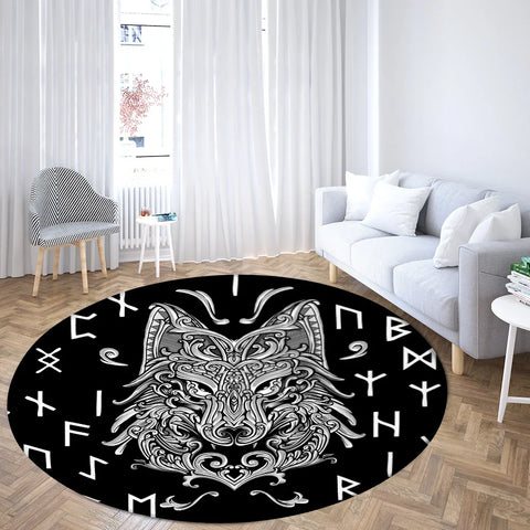 Navak Carpet World Tree Runder Teppich Flächenteppich Wikinger Nordische Mythologie Druck Runder Teppich Wohnzimmer Schlafzimmer Bodenmatte Spielzimmer Weicher runder Teppich
